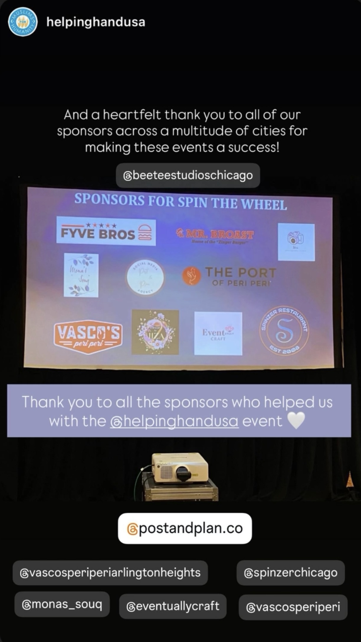 Helping Hand USA sponsor recognition featuring Post & Plan campaign work